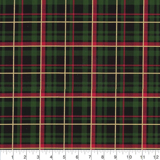 Fabric Traditions Christmas Green Glitter Cotton Fabric